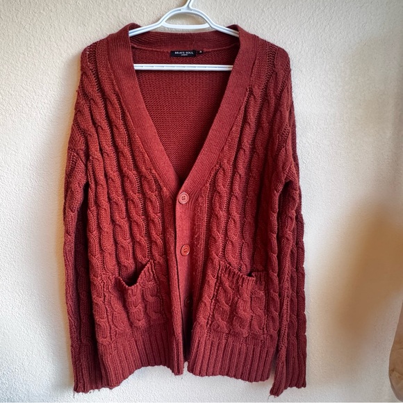 Brave Soul London Brick Orange Cable Knit Cardigan Sweater Sz: Small Cozycore - Picture 9 of 9